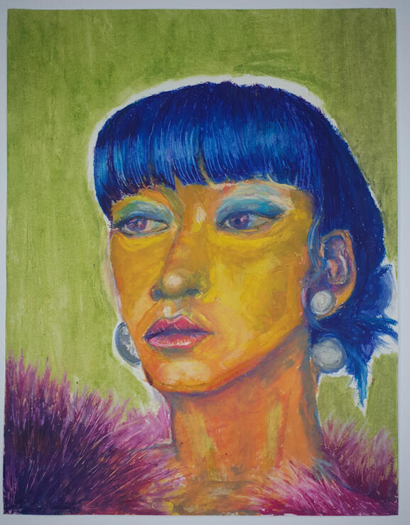 Stage Fright // 42x30cm Oil pastel // Kala Chung